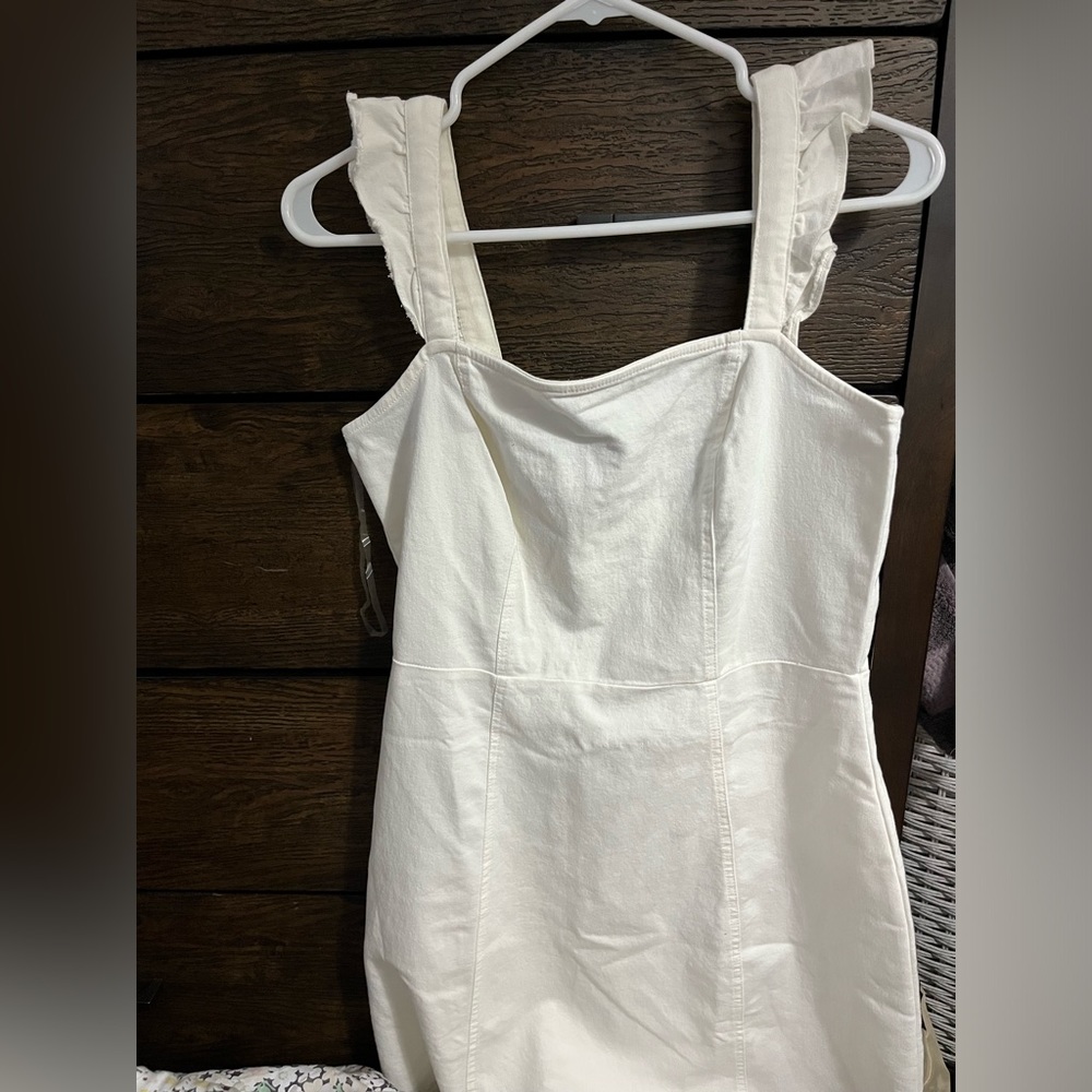 White ruffle strap dress